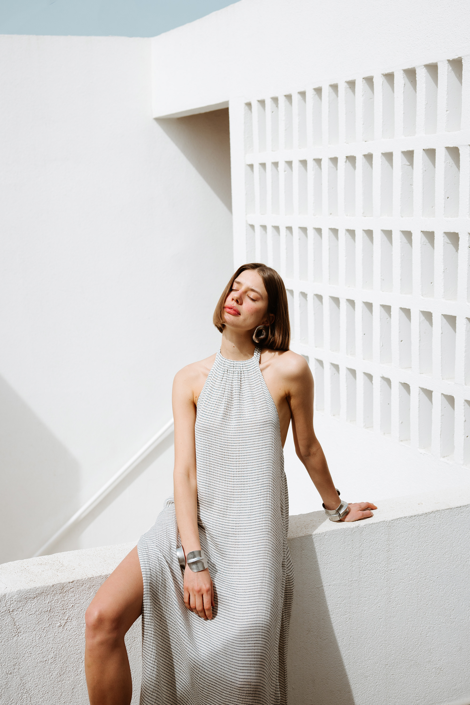 Lyocell Striped Linen Dress