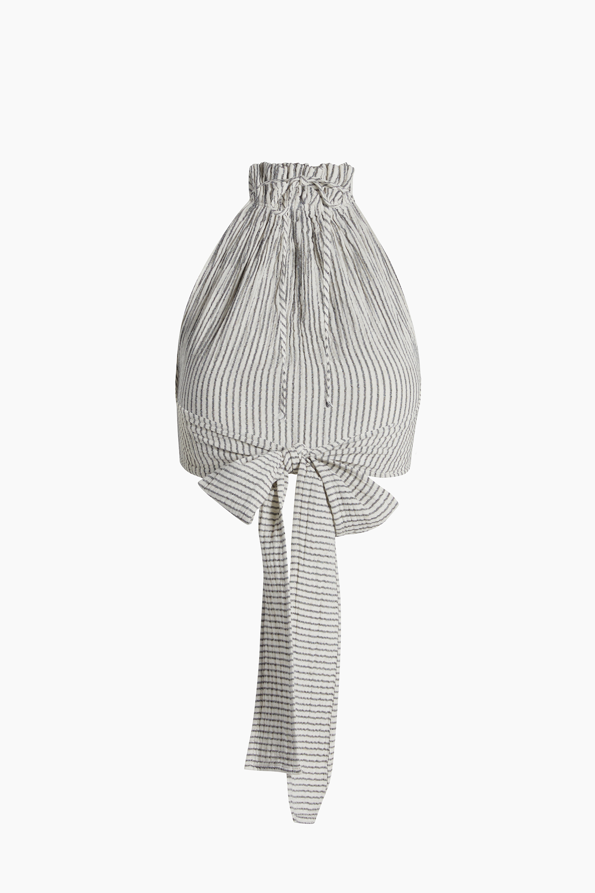 Crinkle Striped Linen Crop Top