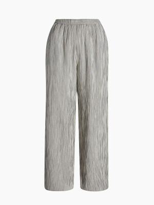 Crinkle Striped Linen Jogger Pants