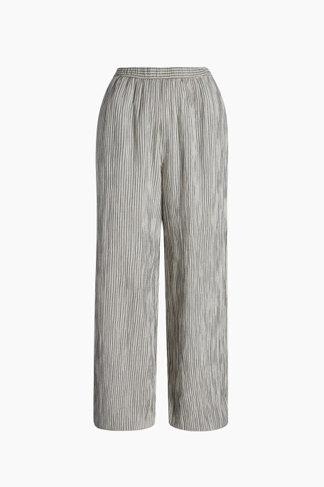Crinkle Striped Linen Jogger Pants
