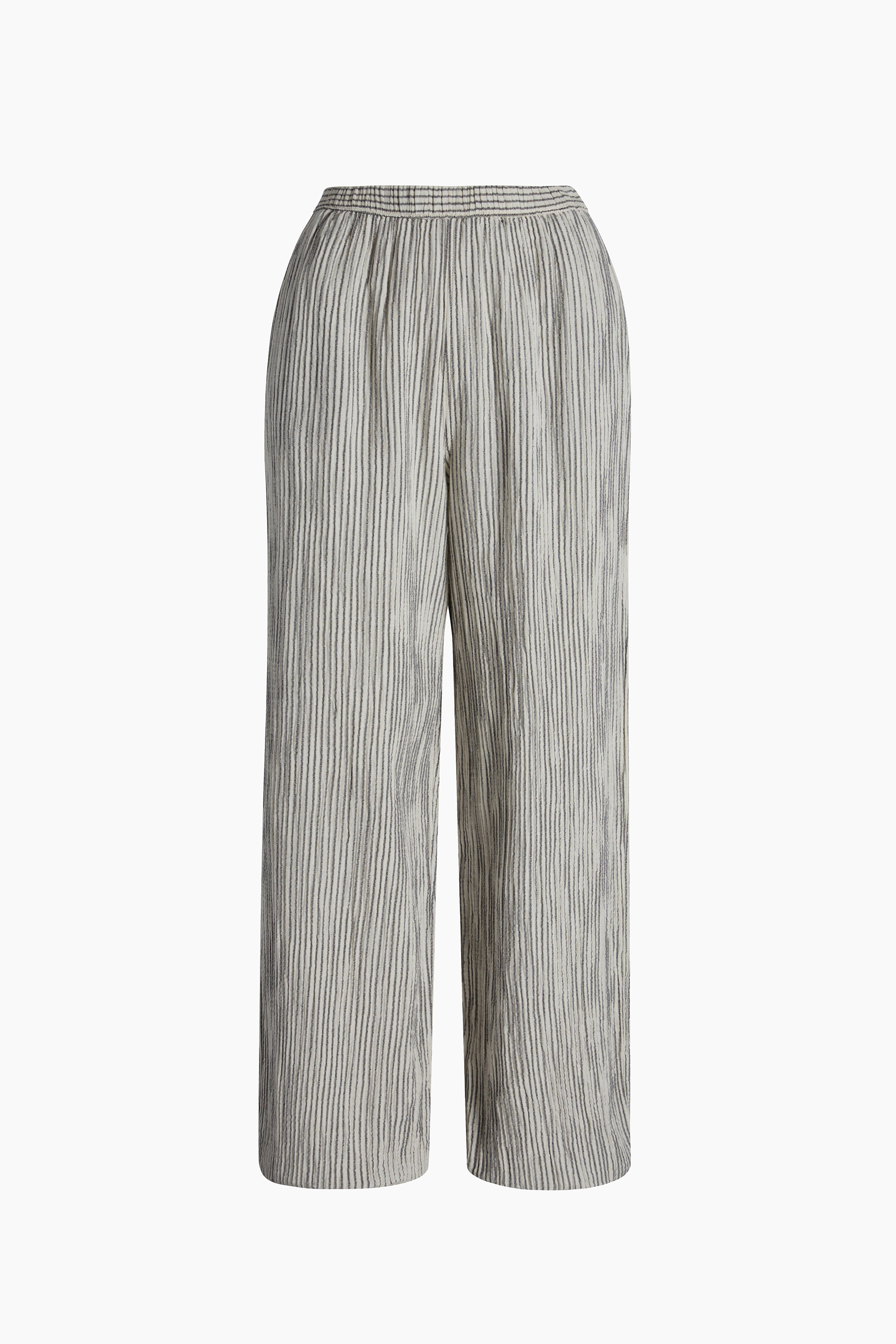 Crinkle Striped Linen Jogger Pants