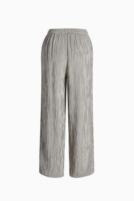 Crinkle Striped Linen Jogger Pants
