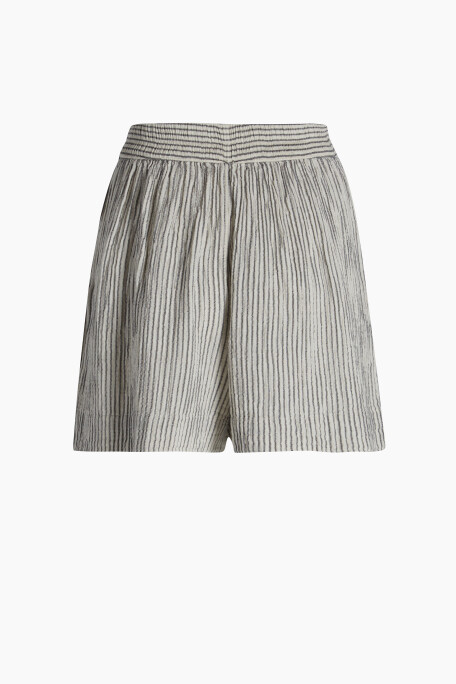 Crinkle Striped Linen Shorts