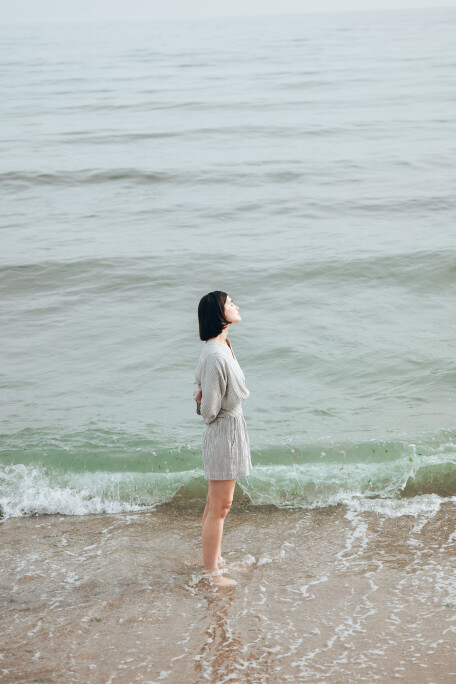 Crinkle Striped Linen Shorts