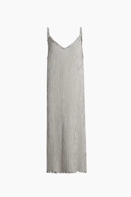 Crinkle Striped Linen Strappy Dress