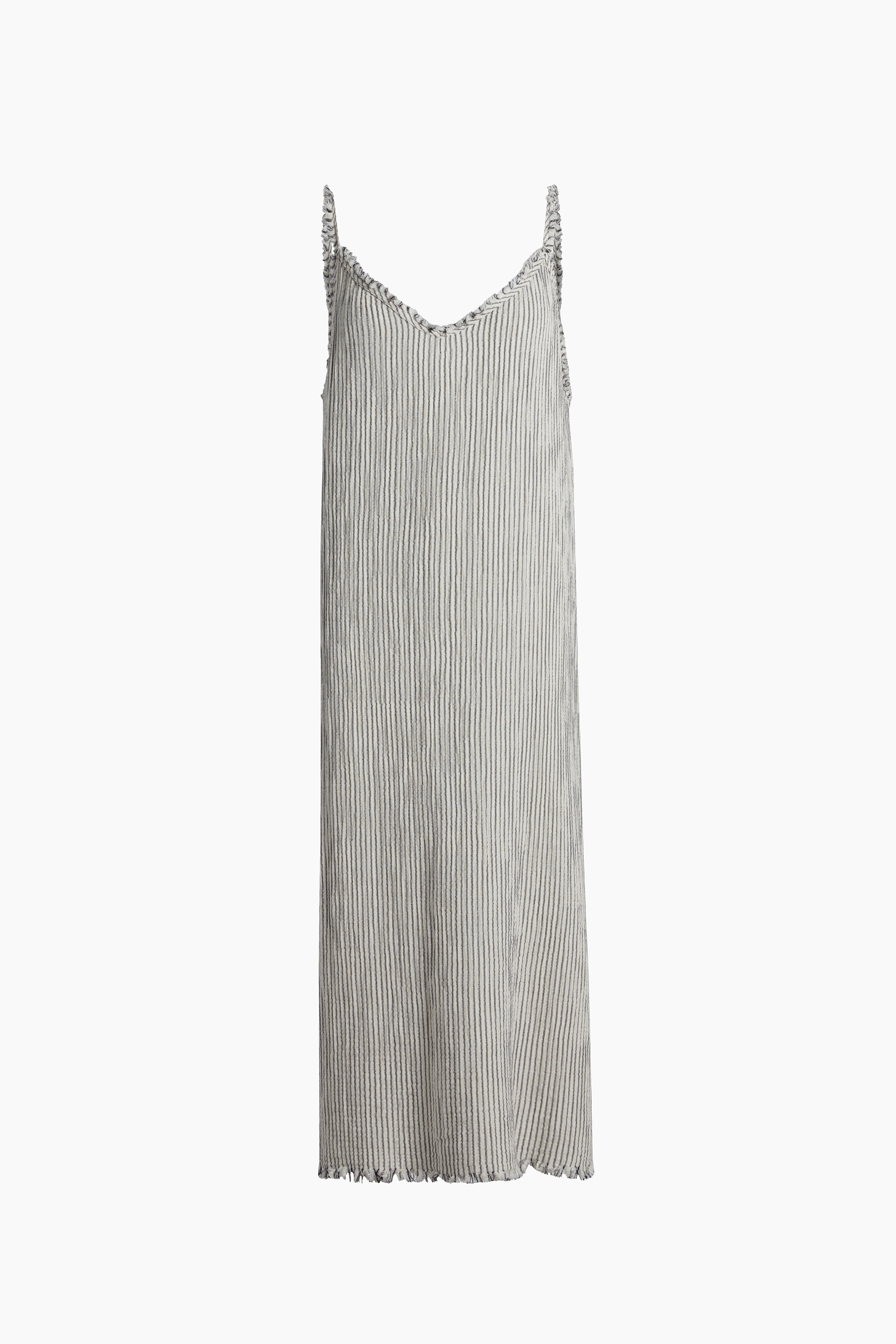 Crinkle Striped Linen Strappy Dress