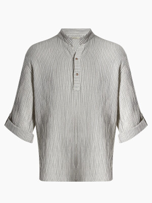 Men's Crinkle Striped Linen Shirt