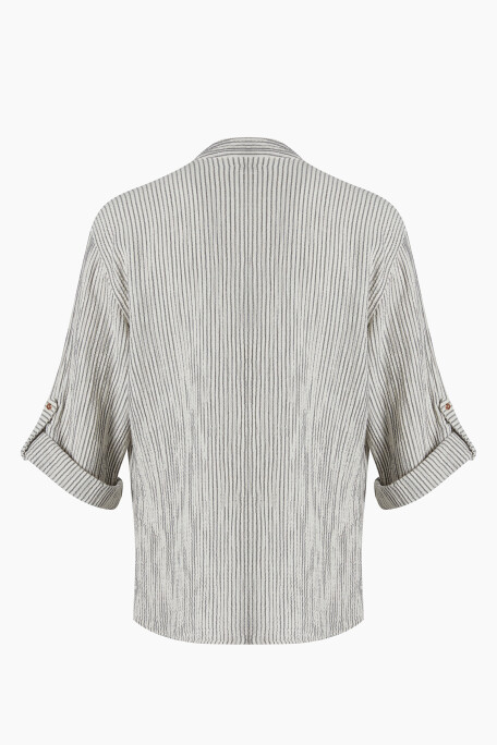 Men's Crinkle Striped Linen Shirt