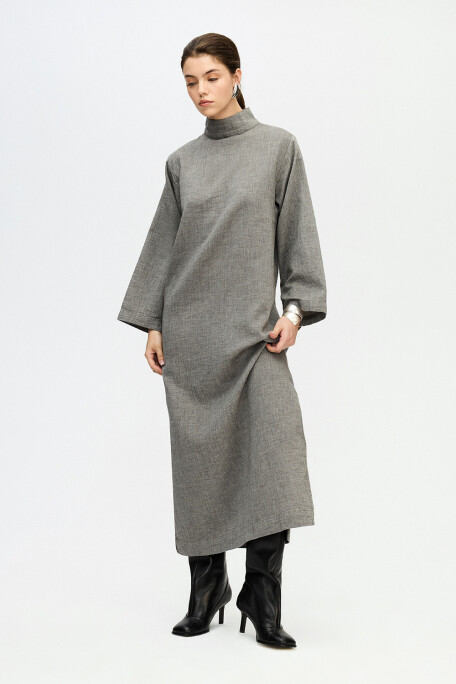 Grey High Neck Dress
