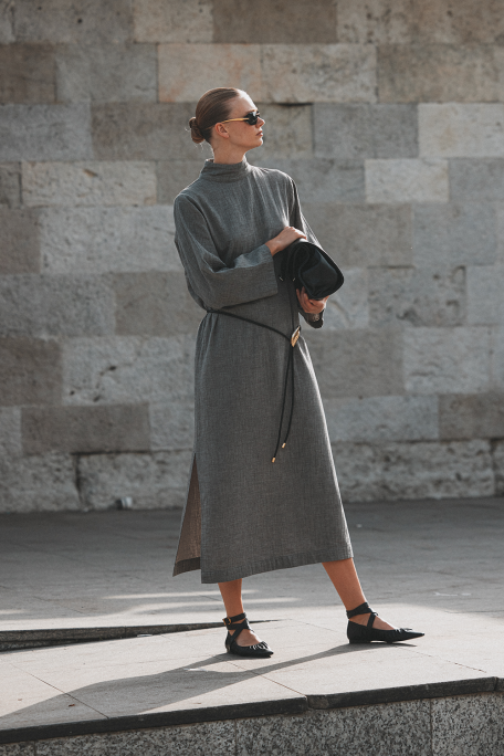 Grey High Neck Dress