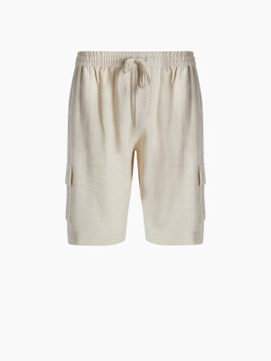 Men's Linen Natural Cargo Shorts