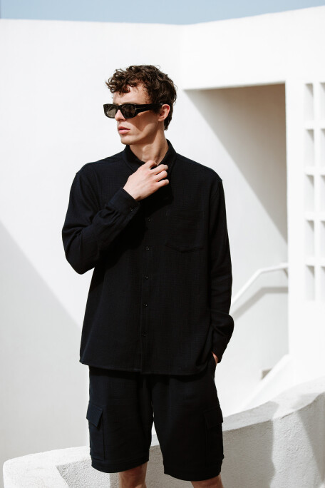 Men's Cotton Black Shirt