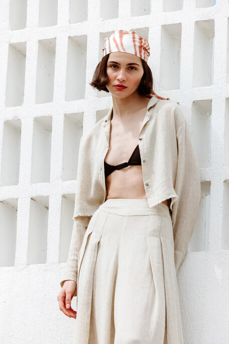 Linen Short Crop Shirt