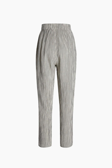 Crinkle Striped Linen Slouchy Pants