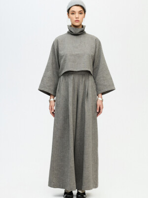 Grey High Neck Blouse