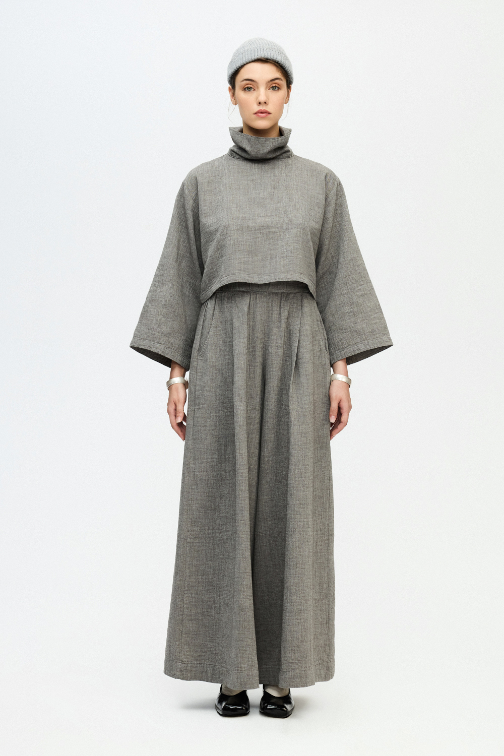 Grey High Neck Blouse