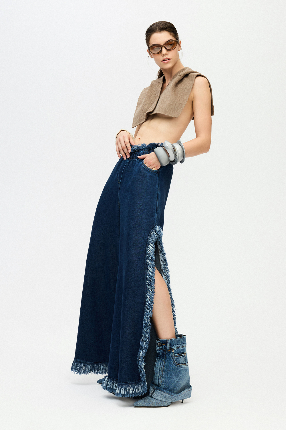 Denim Slit Pants