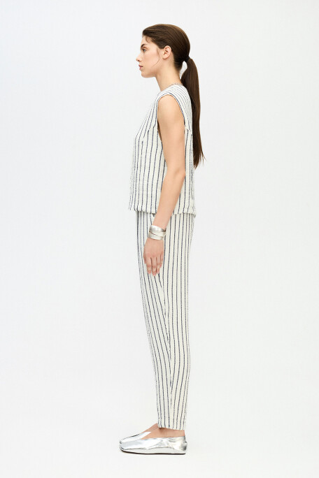 Striped Textured Slouchy Pants