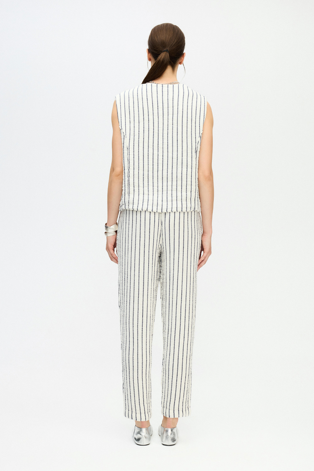 Striped Textured Slouchy Pants