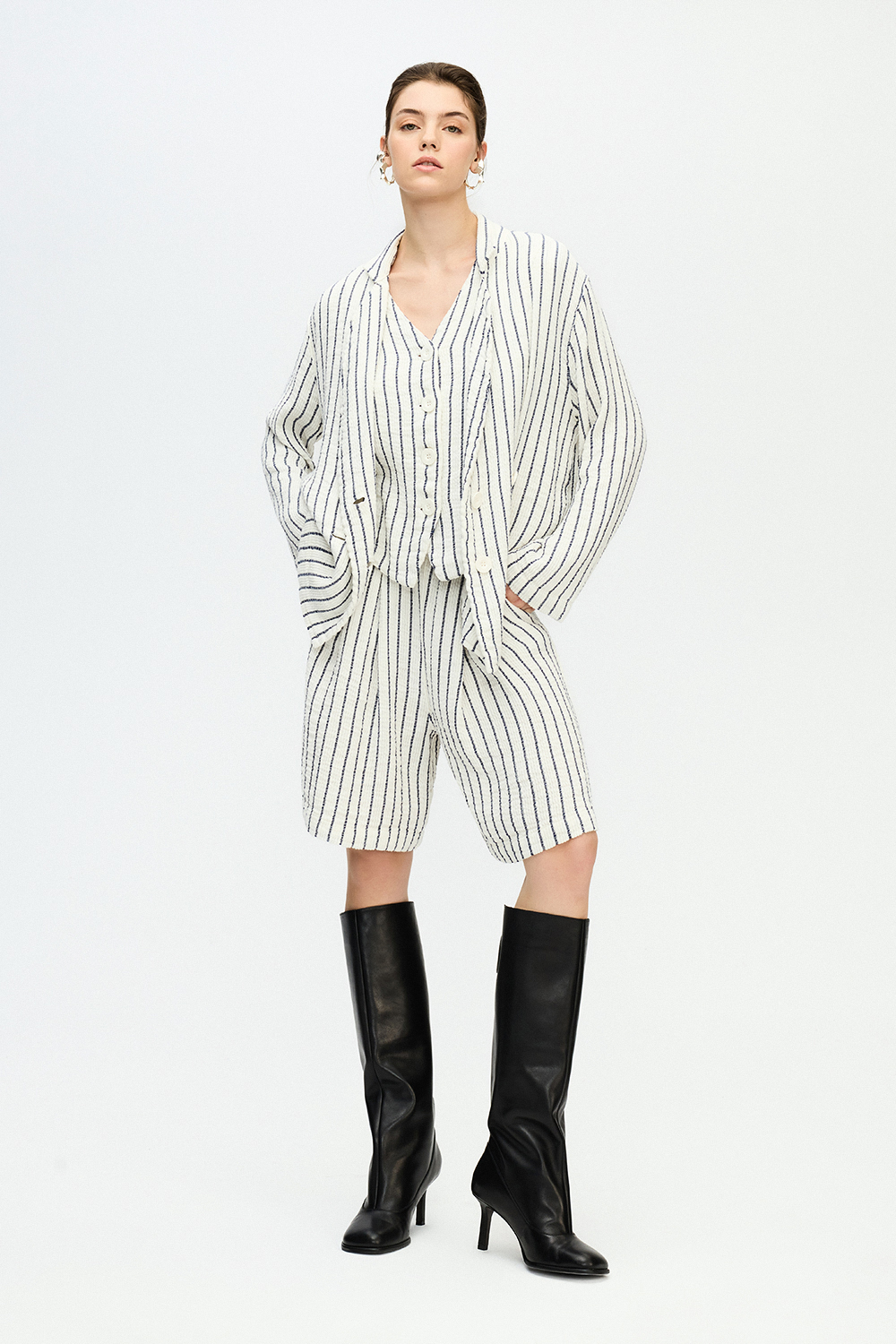 Striped Textured Shorts