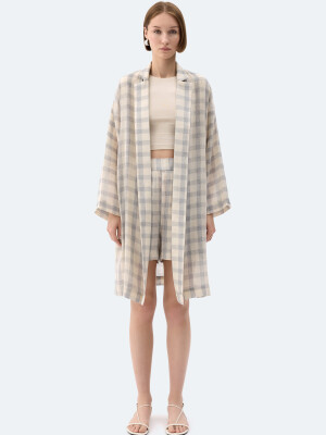 Grey Checkered Kimono